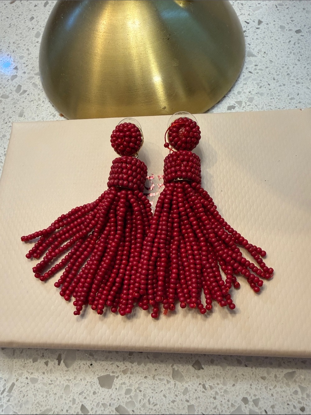 Red Beaded Tassel Drop Earrings - Women Jewelry